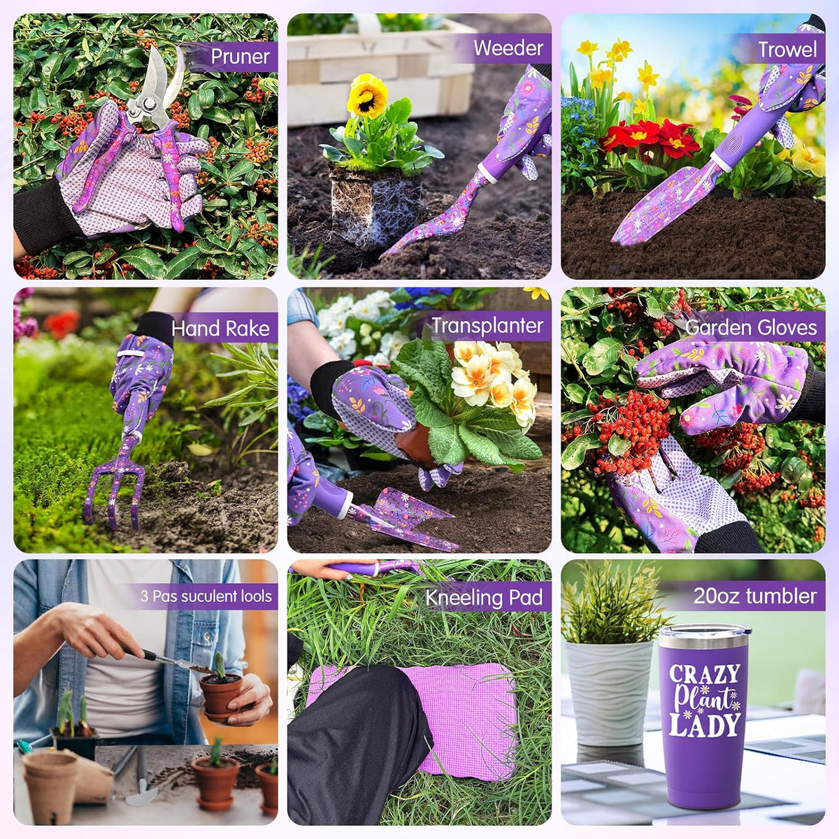 Gardening Tool Set with Bag, 14 Piece