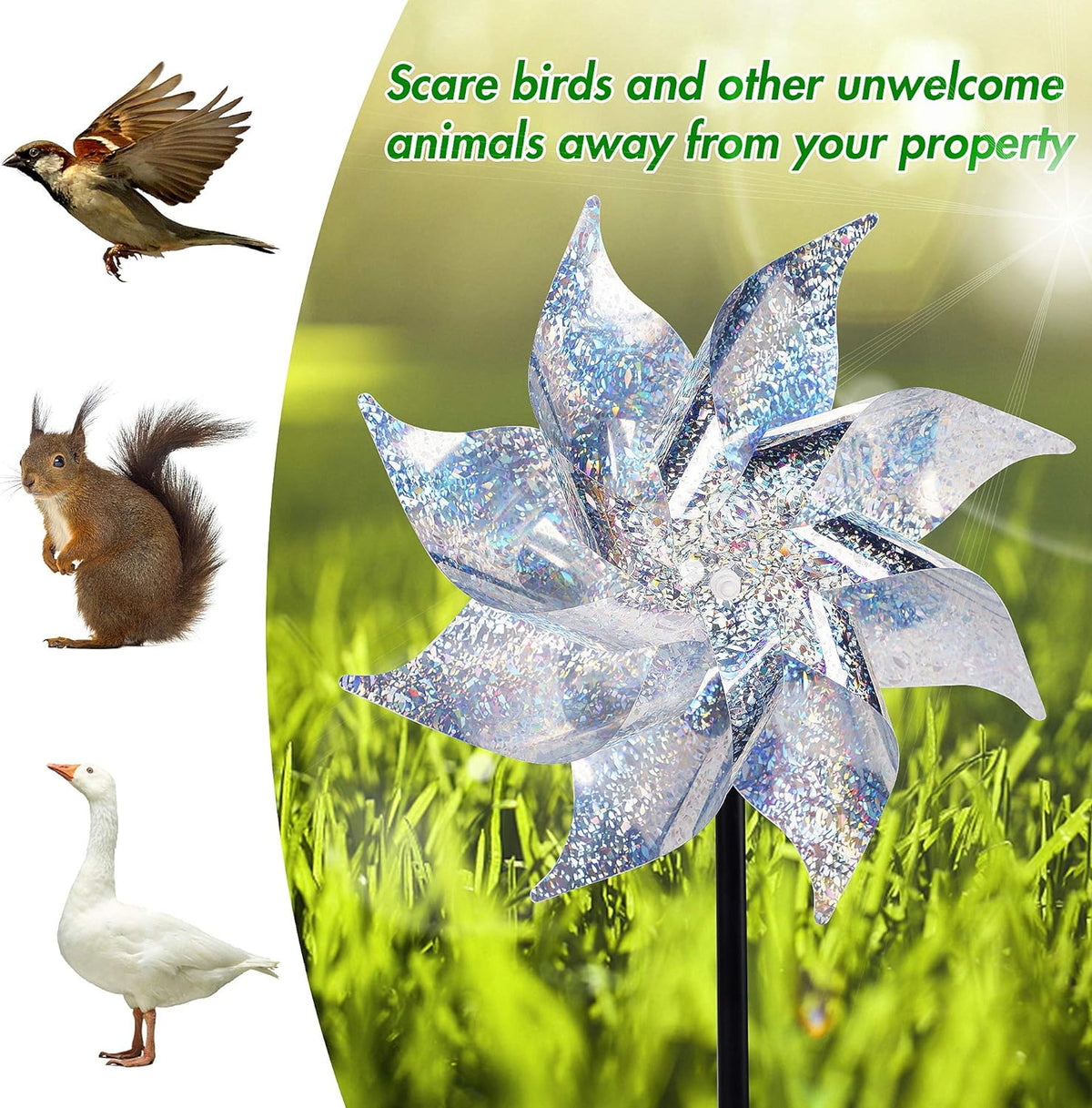 Hausse Reflective Pinwheels with Stakes, 10 Pack