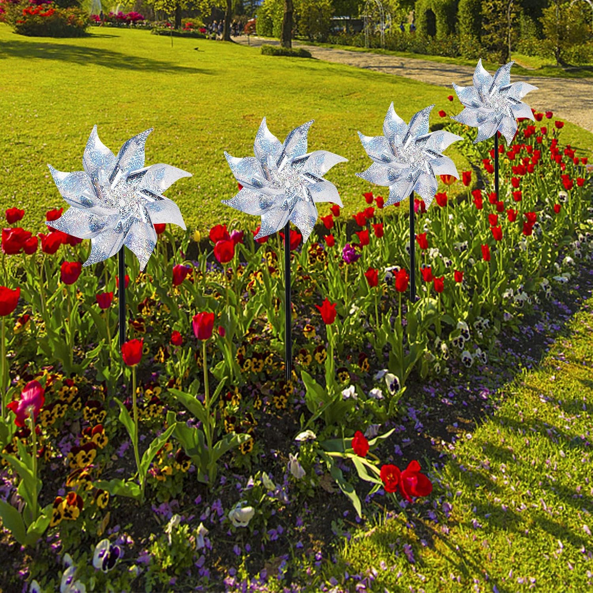 Hausse Reflective Pinwheels with Stakes, 10 Pack