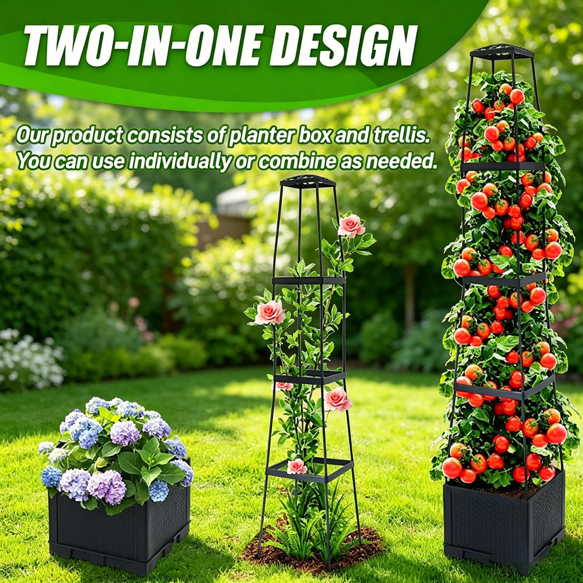 Raised Garden Bed Planter Box with Trellis