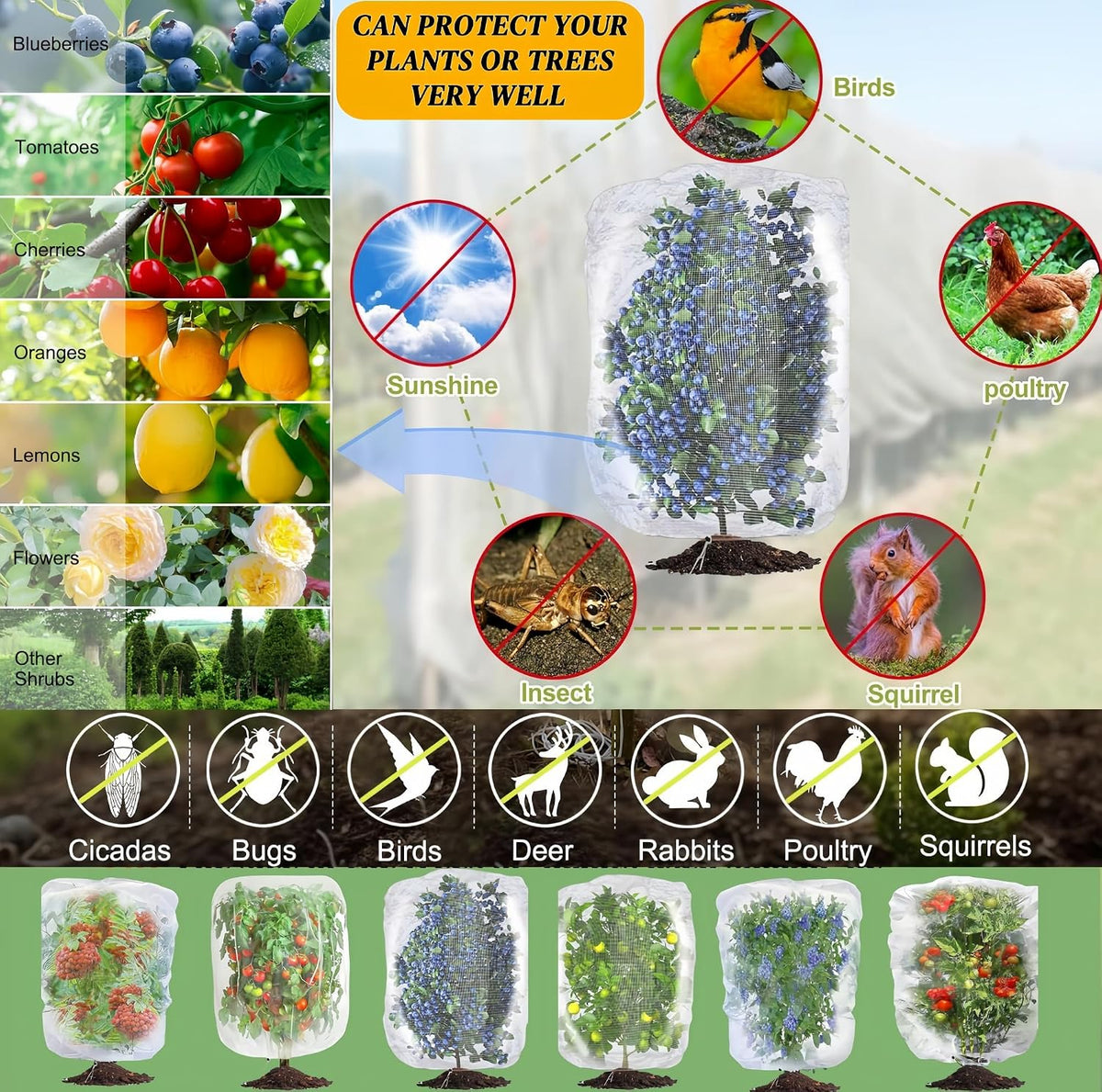 Fruit Tree Netting, 2 Pack, 8 x 6 ft