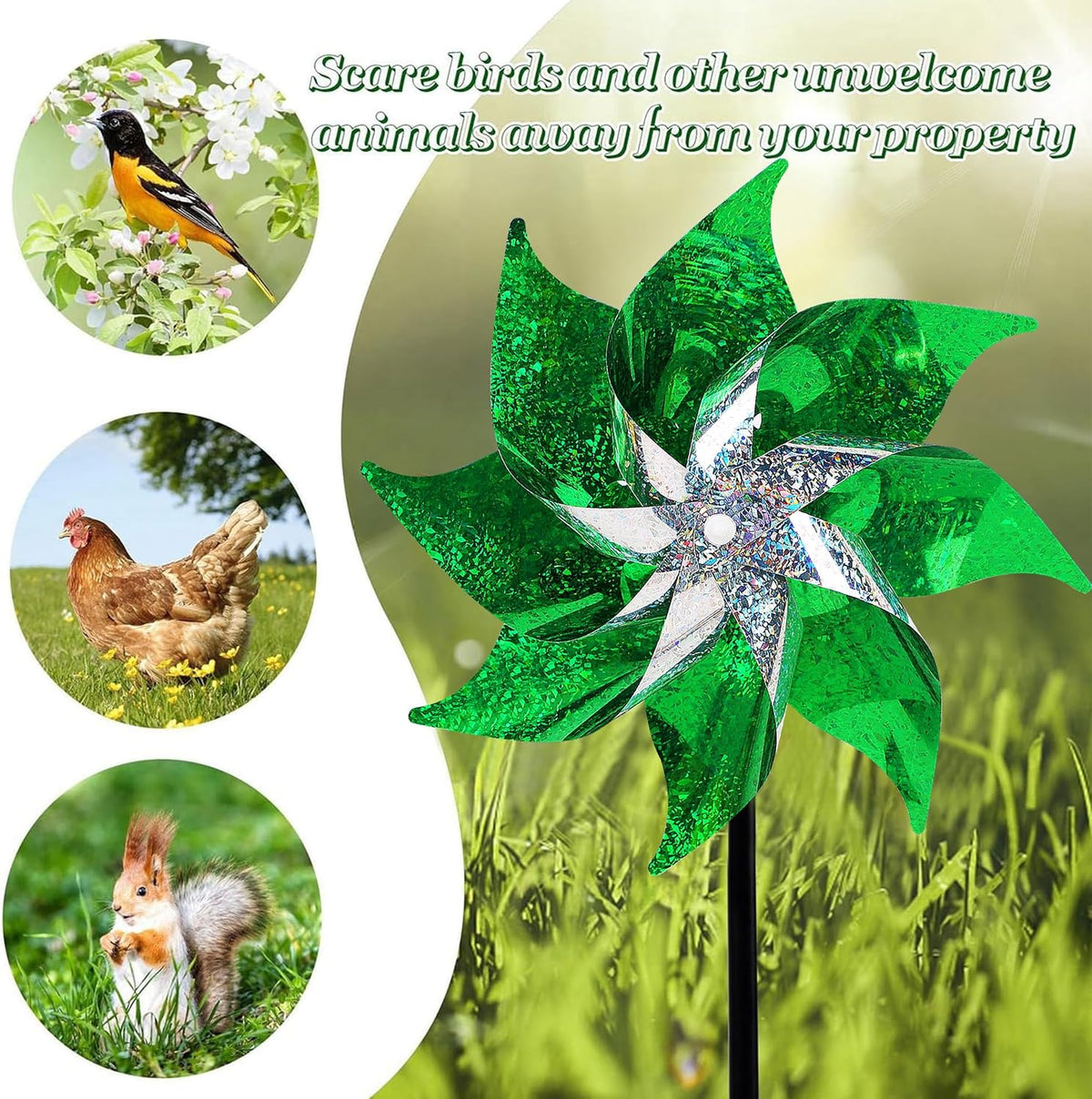 Hausse Reflective Pinwheels with Stakes, 10 Pack