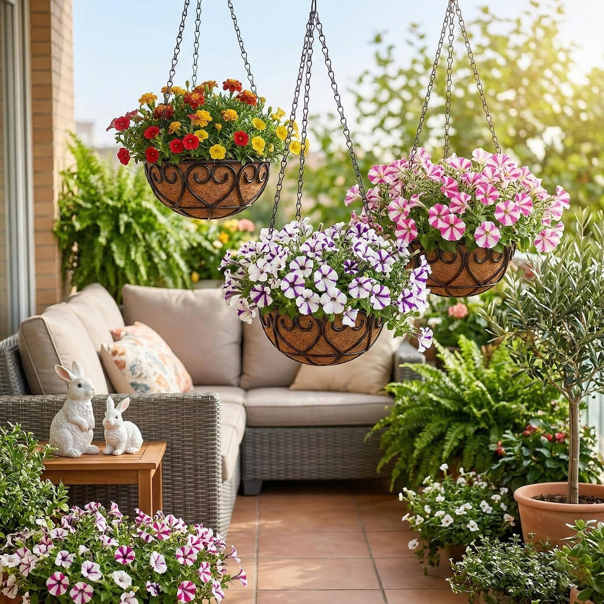 Hanging Baskets with Coconut Liners, 2 Pack, 30 cm