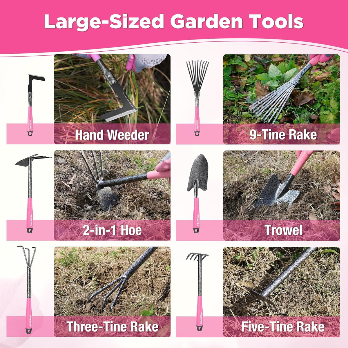 WORKPRO Garden Tool Set, 6 Piece, Green