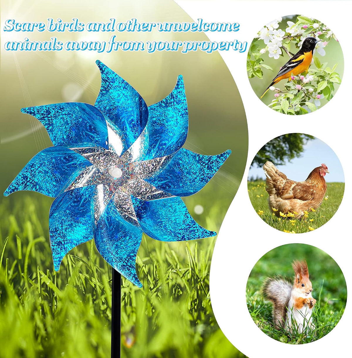 Hausse Reflective Pinwheels with Stakes, 10 Pack