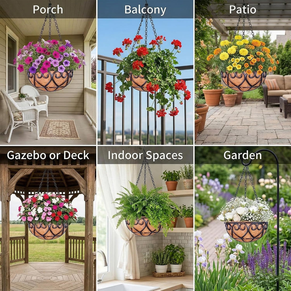 Hanging Baskets with Coconut Liners, 2 Pack, 30 cm
